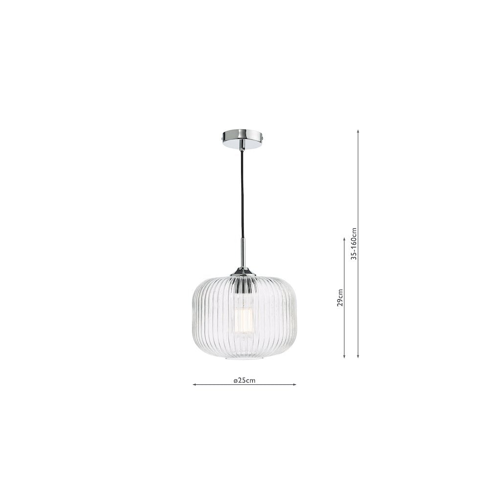 DEM0108 Demarius Pendant Polished Chrome and Clear Glass