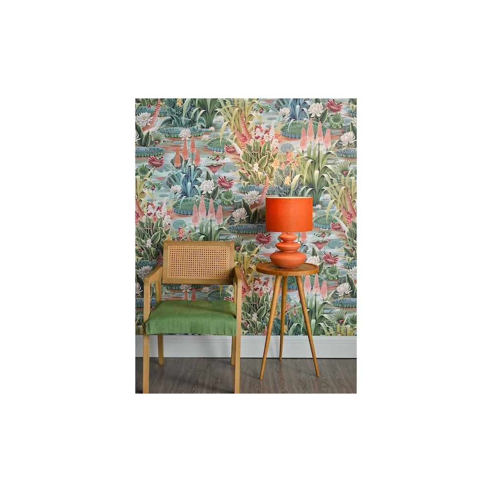 DIS4211 Discus Ceramic Table Lamp Orange With Shade