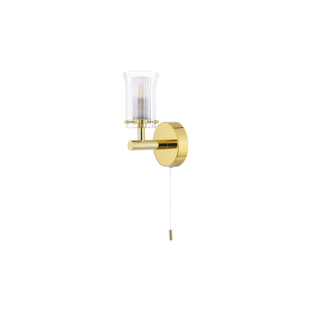 ELB0735 Elba Bathroom Wall Light Polished Gold Glass IP44