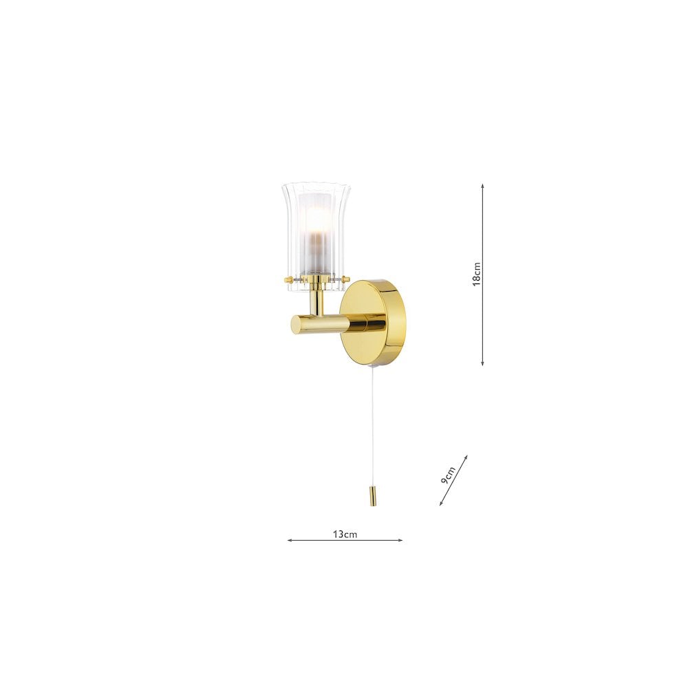 ELB0735 Elba Bathroom Wall Light Polished Gold Glass IP44