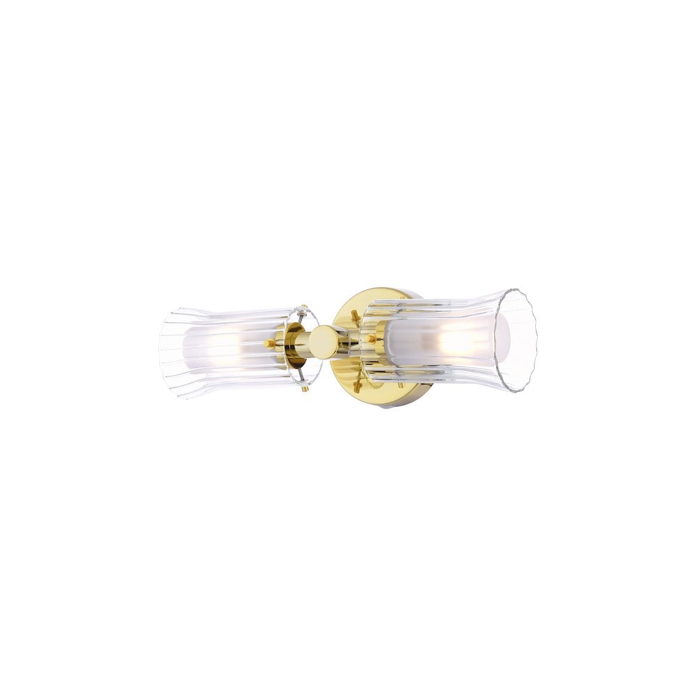 ELB0935 Elba Bathroom 2 Light Wall Light Polished Gold Glass IP44