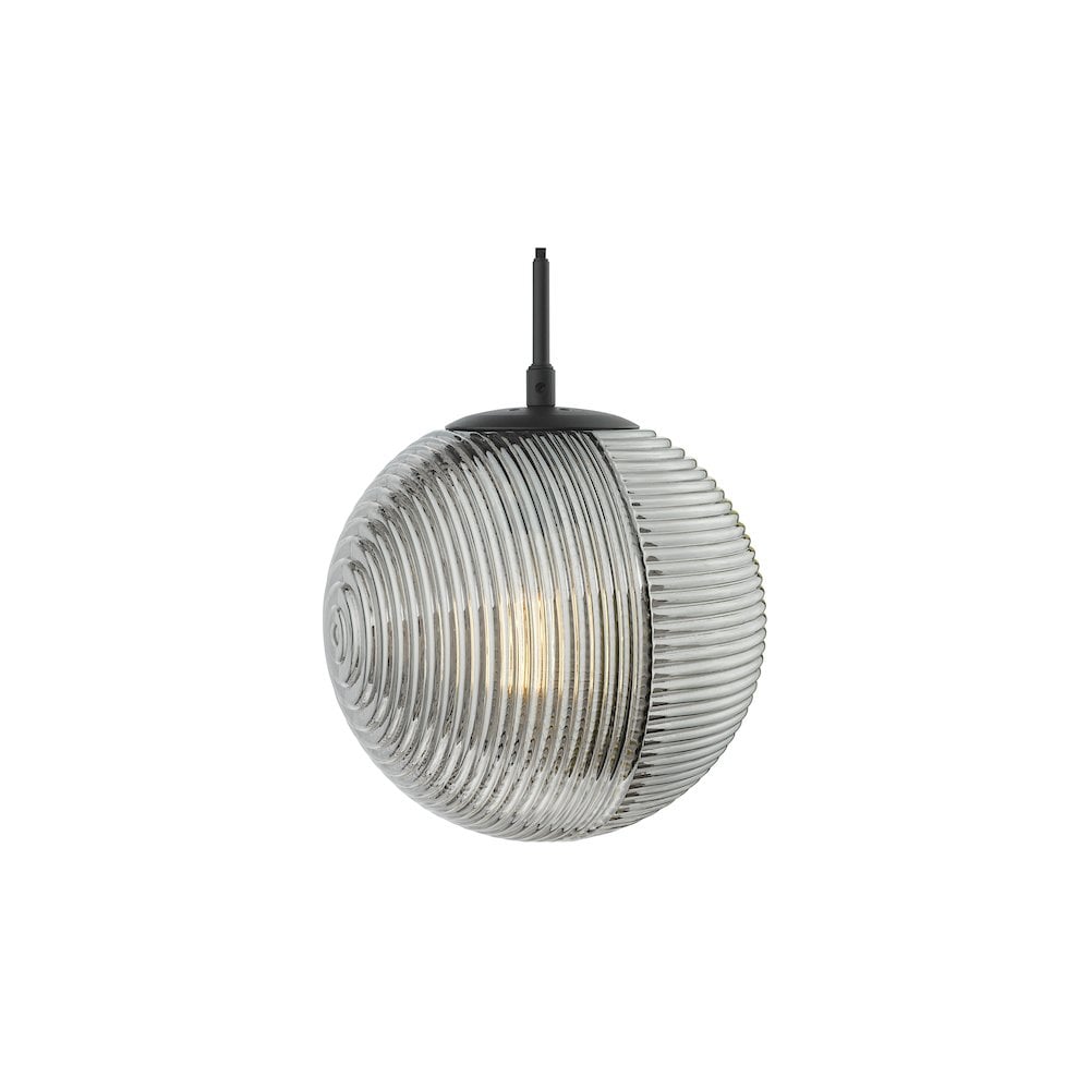 EVA0122 Evander Single Pendant Matt Black and Smoked Glass