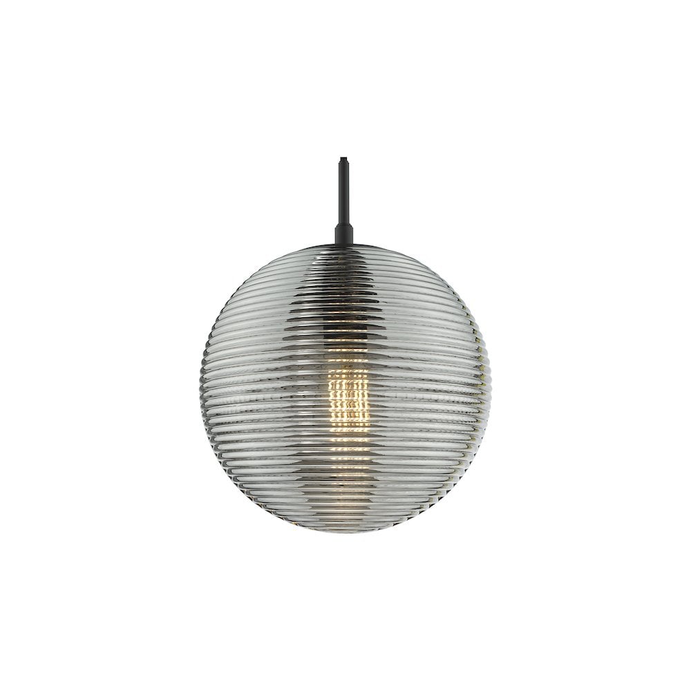 EVA0122 Evander Single Pendant Matt Black and Smoked Glass