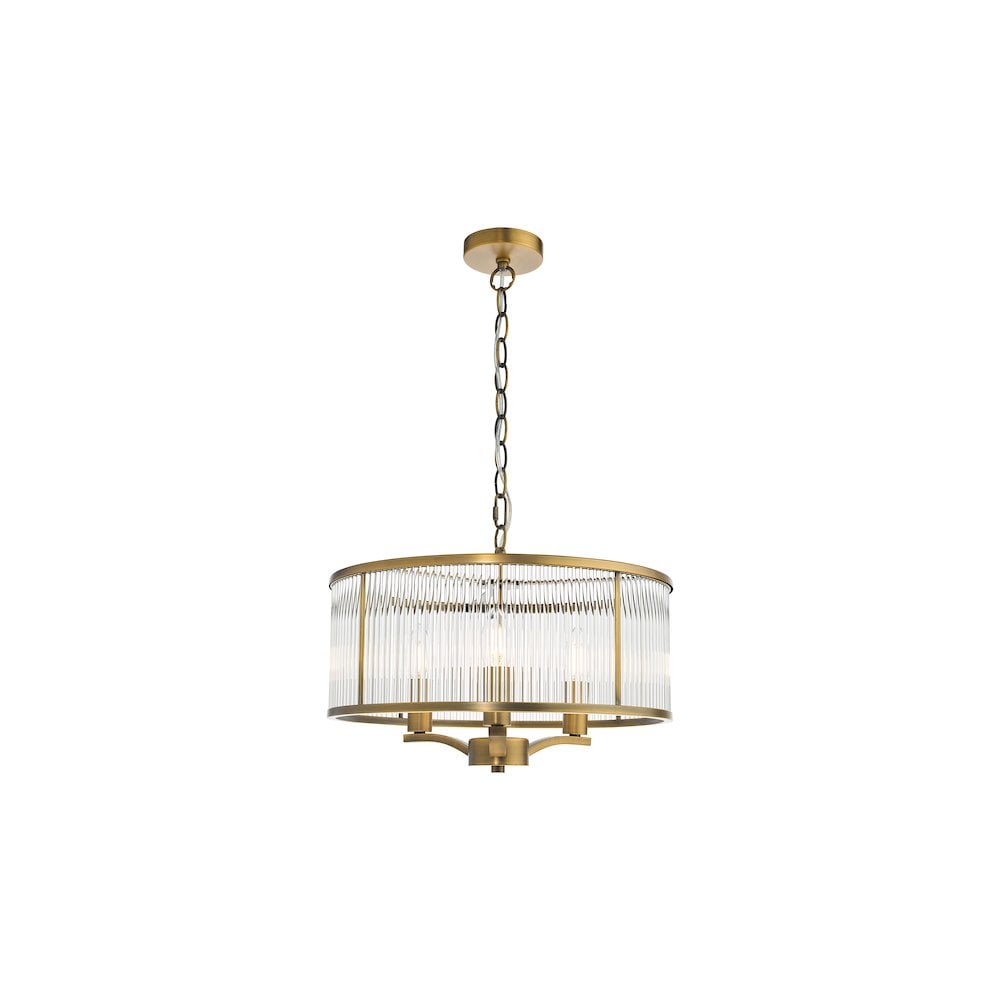 EVE0363 Evelyn 3 Light Pendant Antique Bronze and Glass