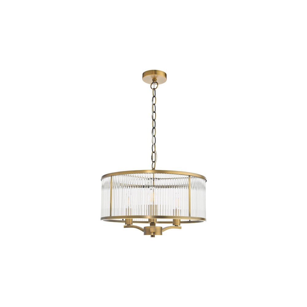 EVE0363 Evelyn 3 Light Pendant Antique Bronze and Glass