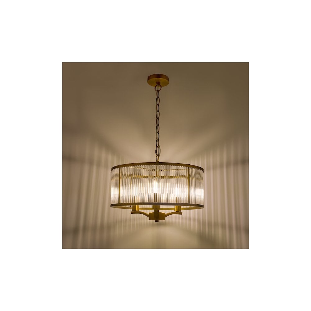 EVE0363 Evelyn 3 Light Pendant Antique Bronze and Glass