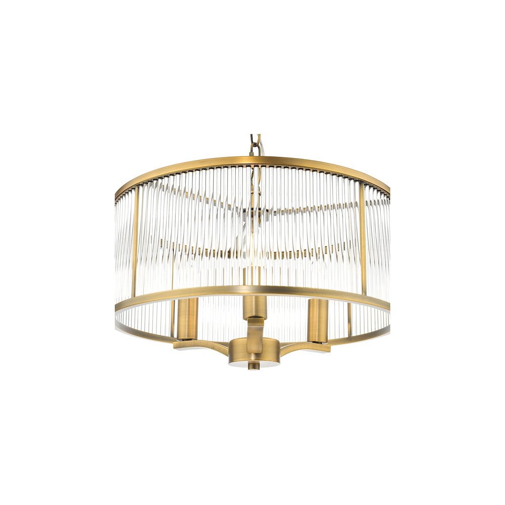 EVE0363 Evelyn 3 Light Pendant Antique Bronze and Glass