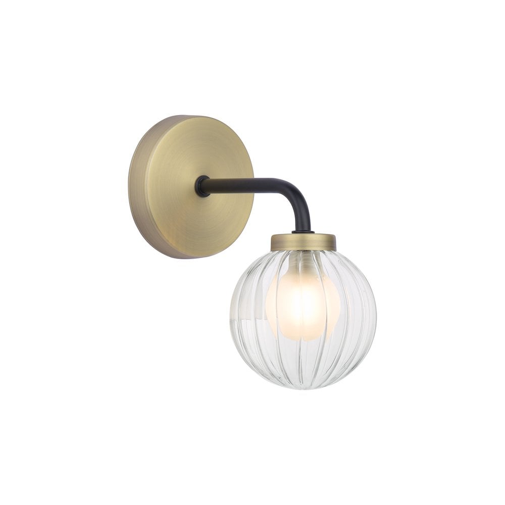 GIB0754 Gibbs Wall Light Antique Brass & Glass