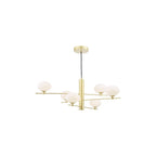 JAS0635 Jasper 6 Light Pendant Satin Gold and Opal Glass