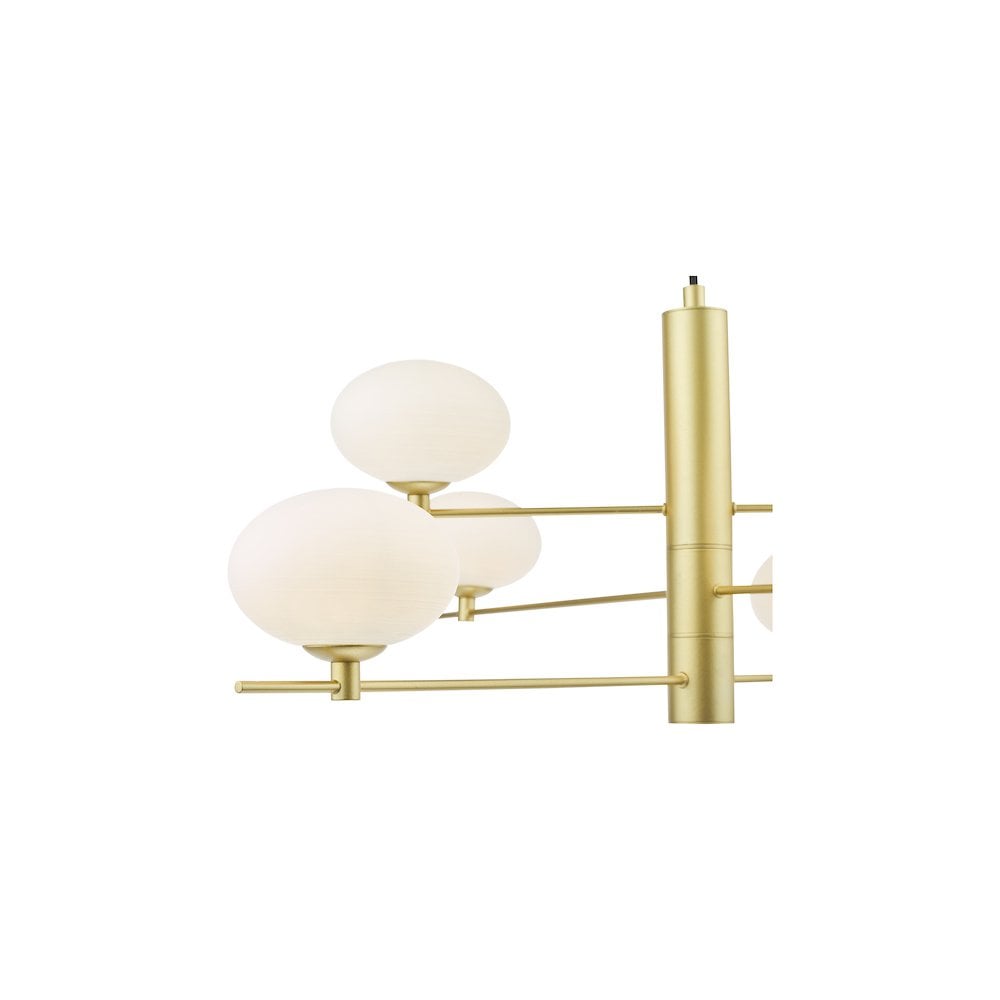 JAS0635 Jasper 6 Light Pendant Satin Gold and Opal Glass