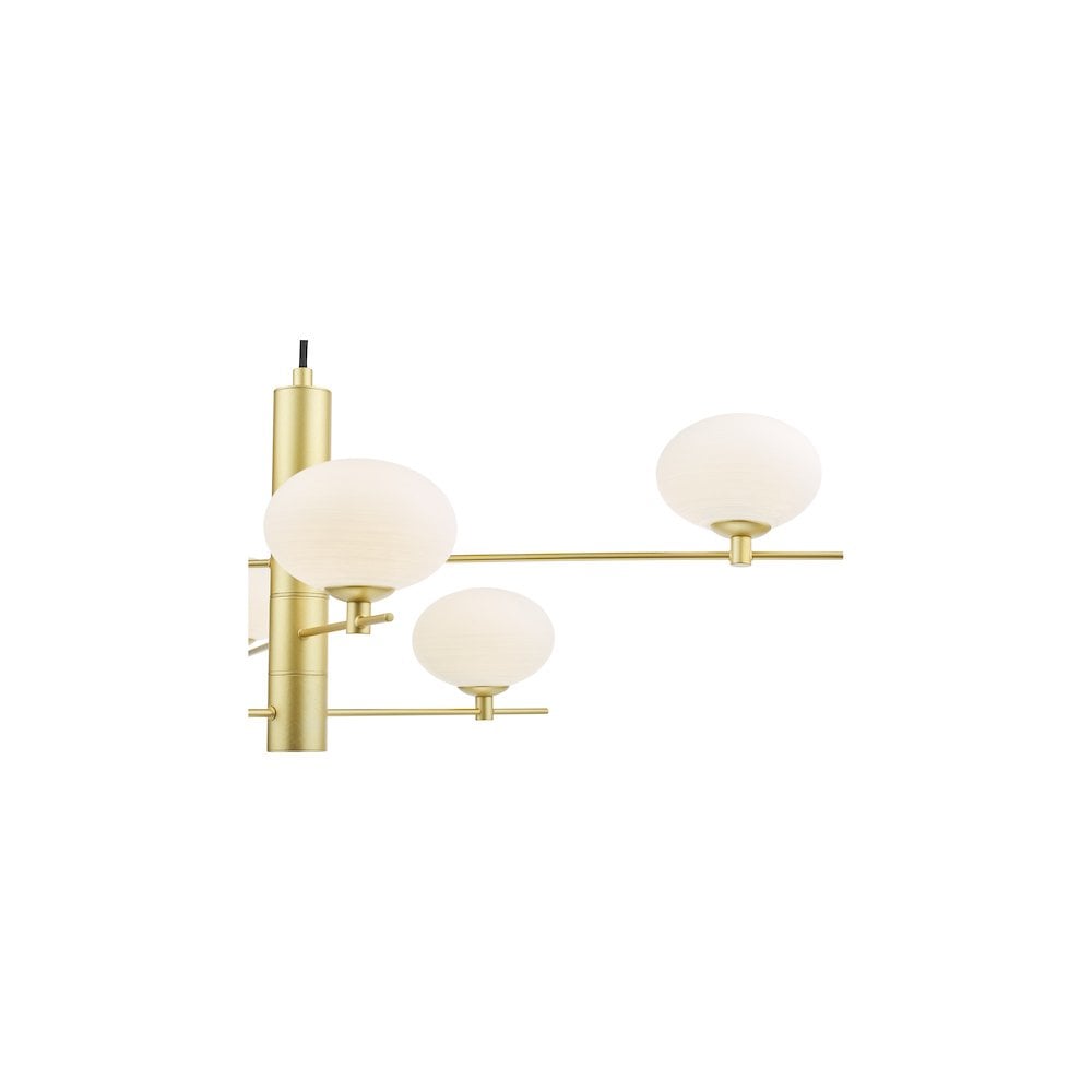 JAS0635 Jasper 6 Light Pendant Satin Gold and Opal Glass