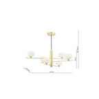 JAS0635 Jasper 6 Light Pendant Satin Gold and Opal Glass