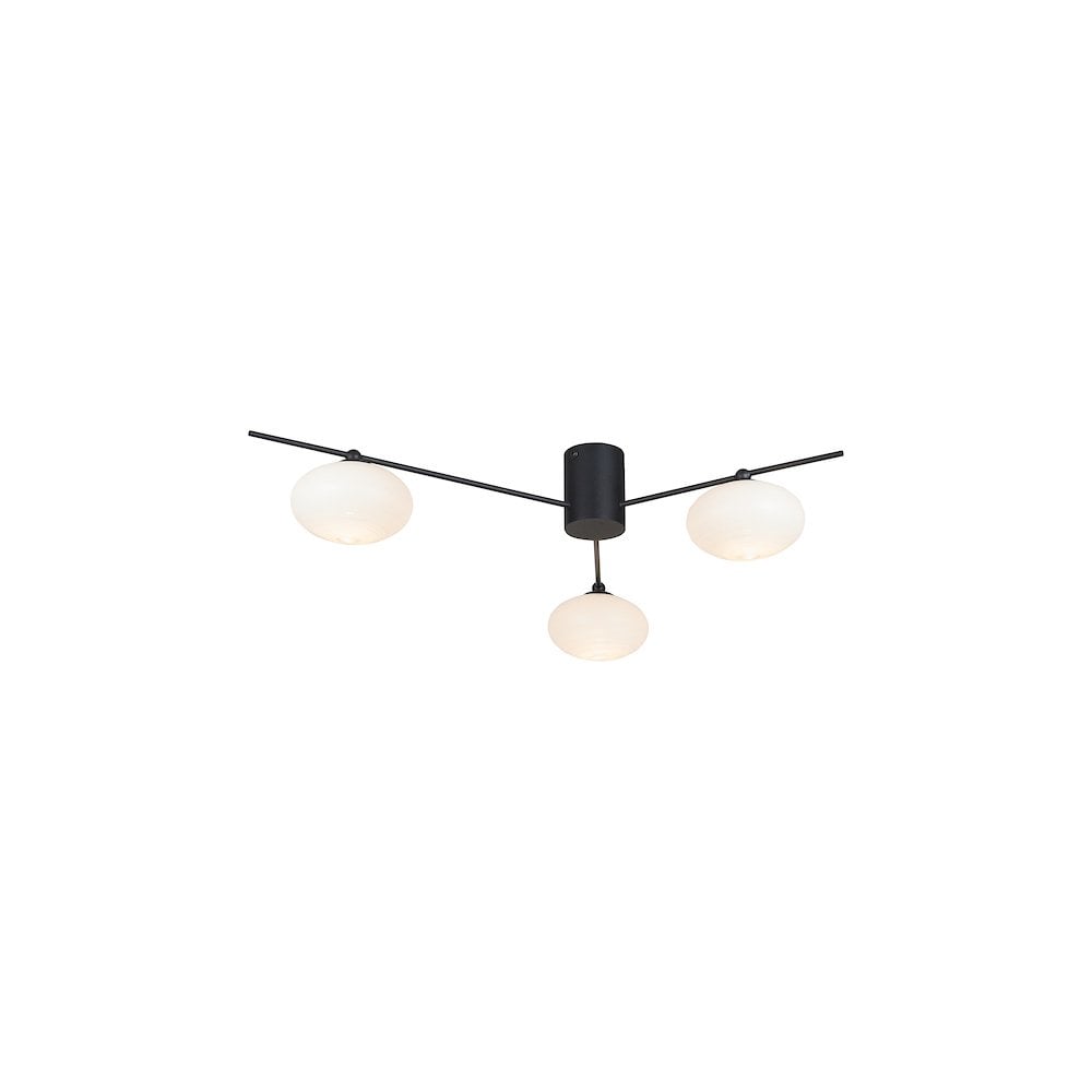 JAS5322 Jasper 3 Light Semi Flush Matt Black Opal glass