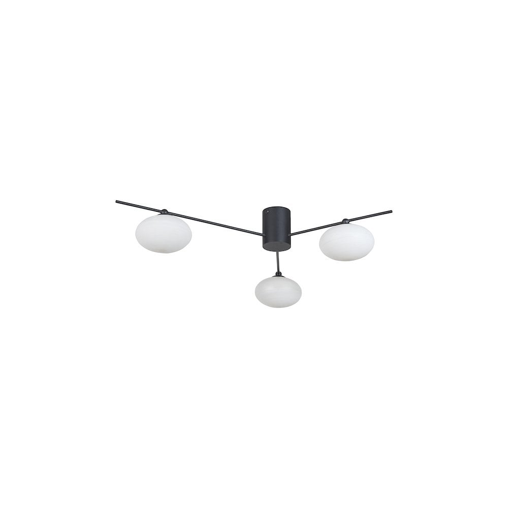 JAS5322 Jasper 3 Light Semi Flush Matt Black Opal glass