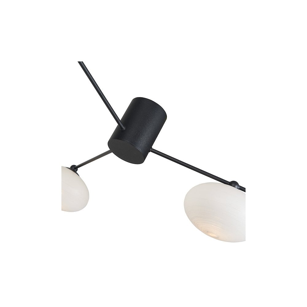 JAS5322 Jasper 3 Light Semi Flush Matt Black Opal glass