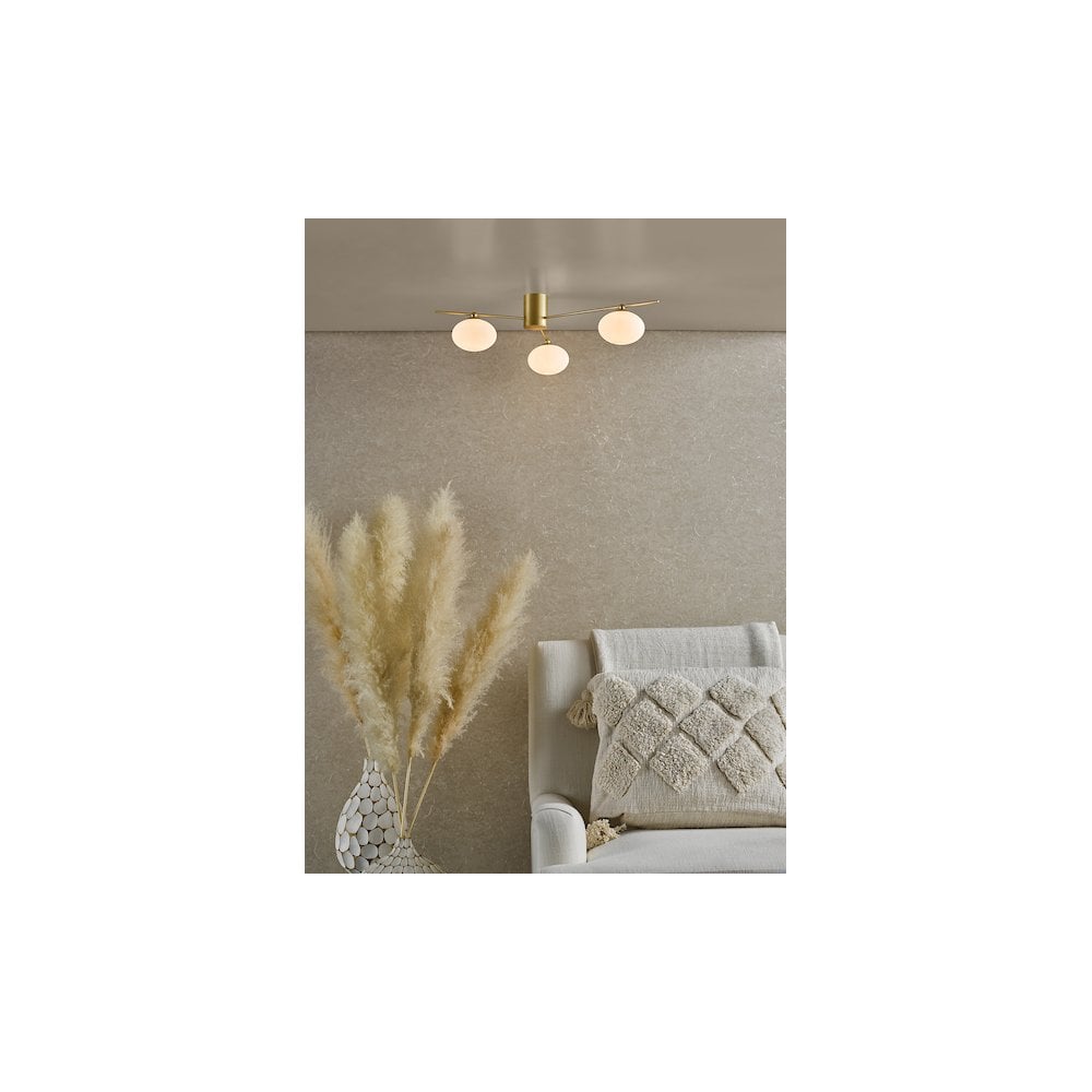 JAS5335 Jasper 3 Light Semi-Flush Satin Gold and Opal Glass