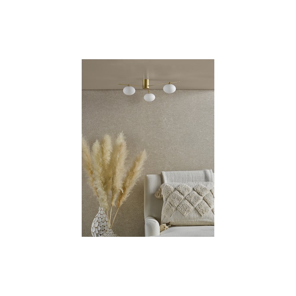 JAS5335 Jasper 3 Light Semi-Flush Satin Gold and Opal Glass
