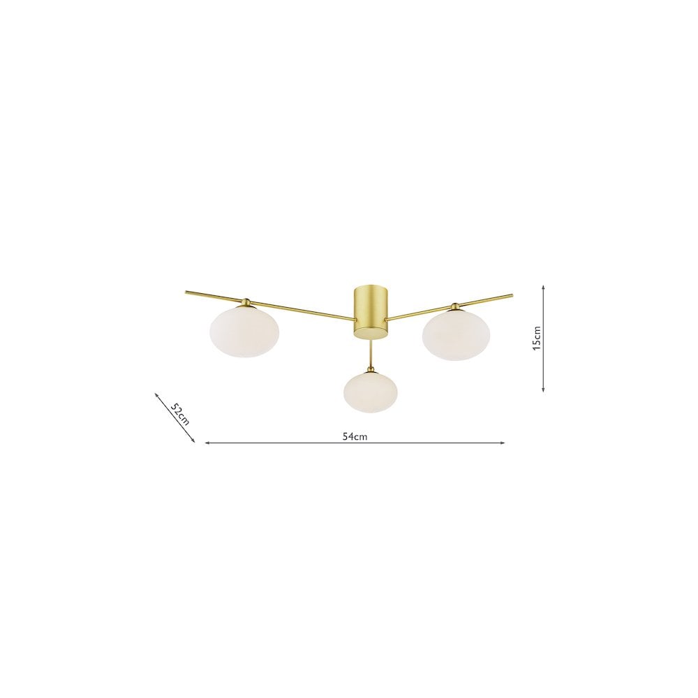JAS5335 Jasper 3 Light Semi-Flush Satin Gold and Opal Glass