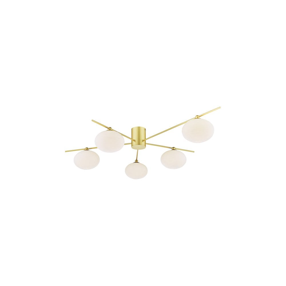JAS5435 Jasper 5 Light Semi-Flush Satin Gold and Opal Glass