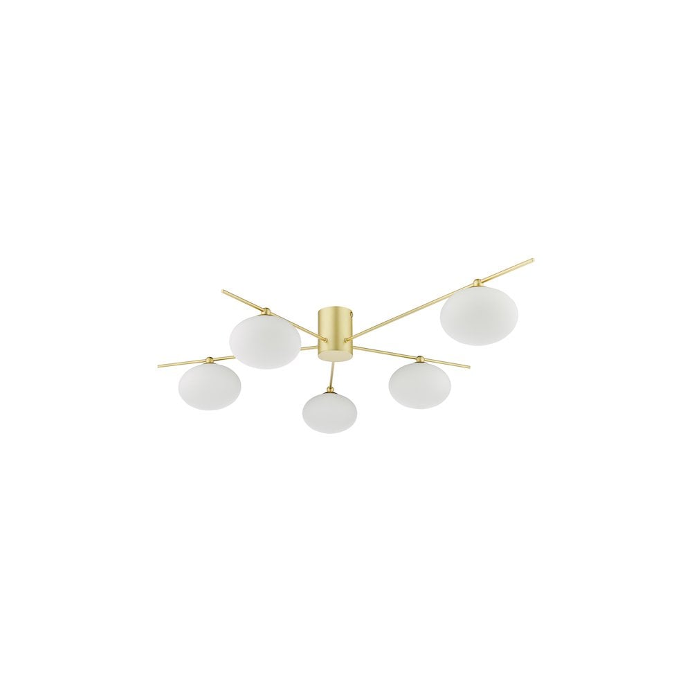 JAS5435 Jasper 5 Light Semi-Flush Satin Gold and Opal Glass