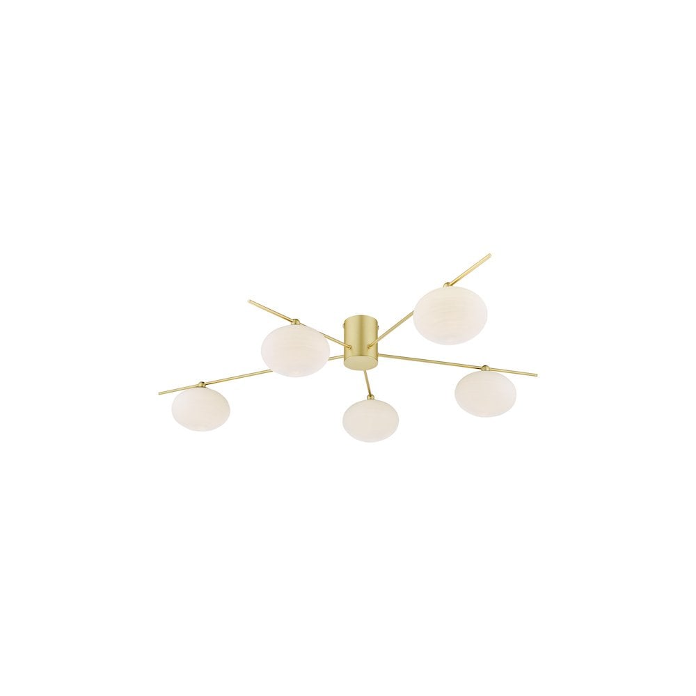 JAS5435 Jasper 5 Light Semi-Flush Satin Gold and Opal Glass