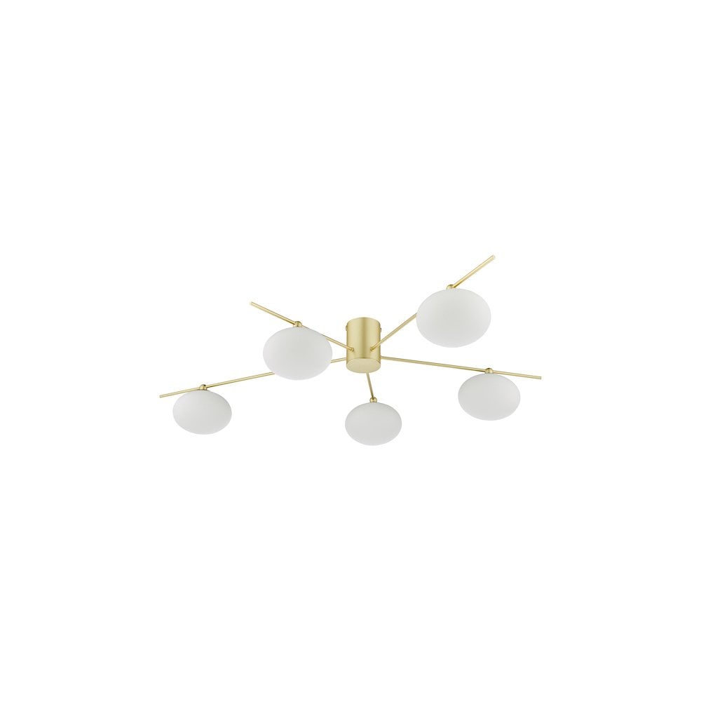 JAS5435 Jasper 5 Light Semi-Flush Satin Gold and Opal Glass