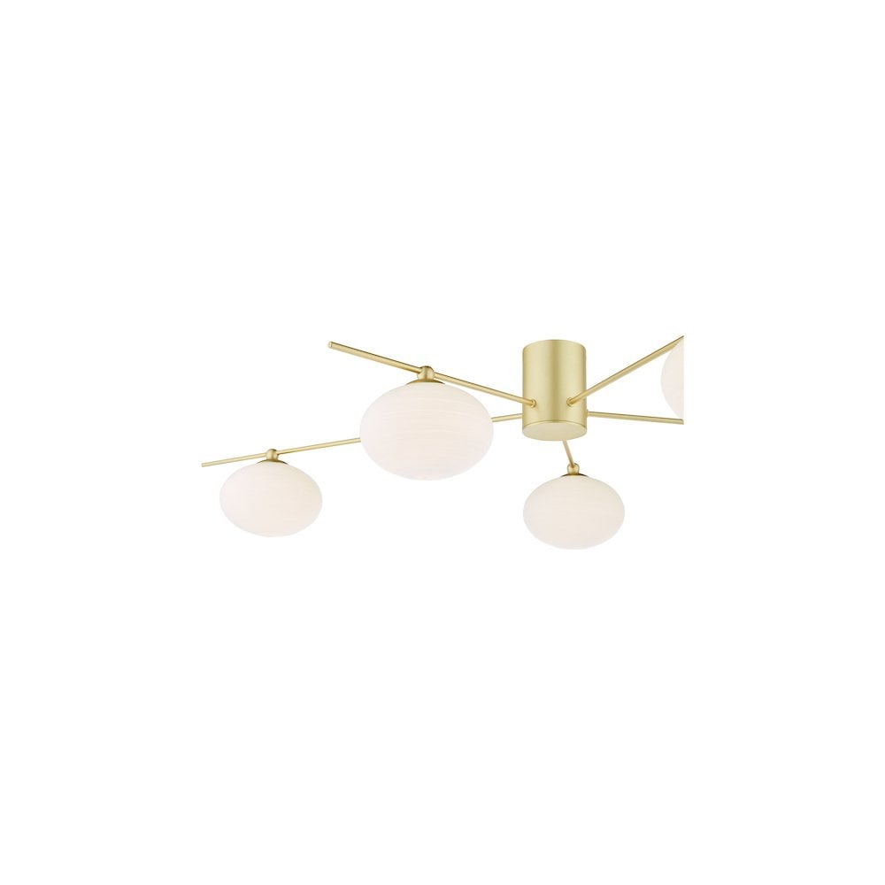JAS5435 Jasper 5 Light Semi-Flush Satin Gold and Opal Glass