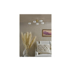JAS5435 Jasper 5 Light Semi-Flush Satin Gold and Opal Glass