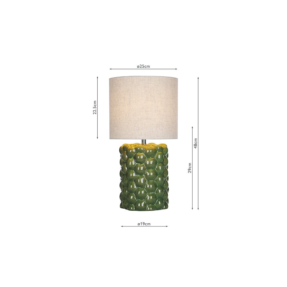 JAY4224 Jayden Table Lamp Green Reactive Glaze With Shade