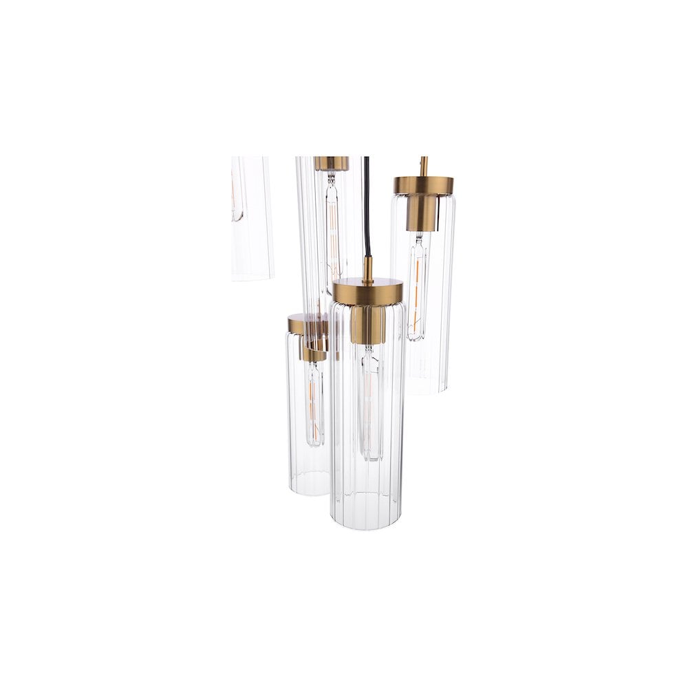 JOD0563 Jodelle 5 Light Cluster Pendant Polished Bronze and Glass