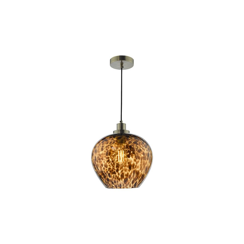 LEA0106 Leandra Pendant Tortoiseshell Glass and Antique Brass