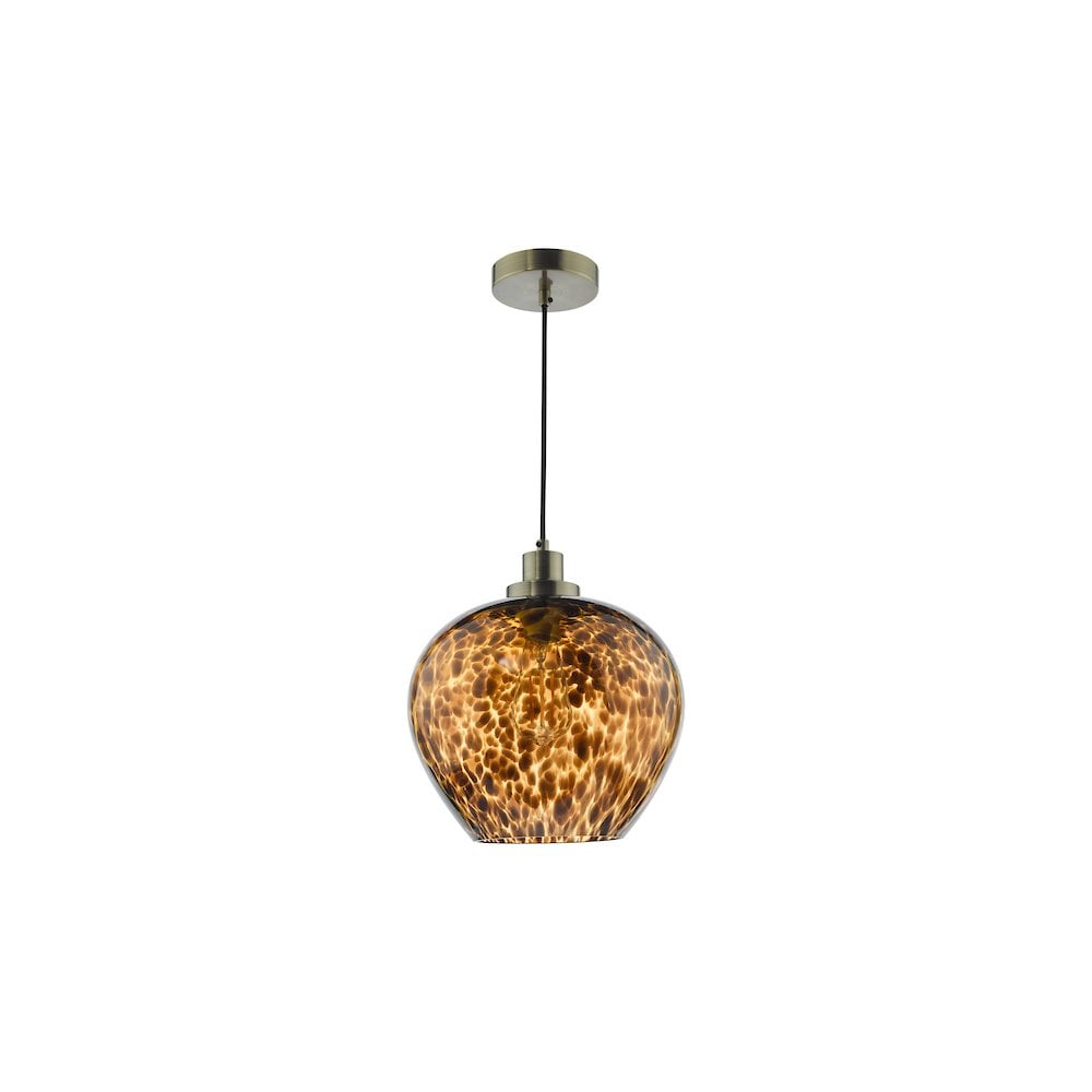 LEA0106 Leandra Pendant Tortoiseshell Glass and Antique Brass