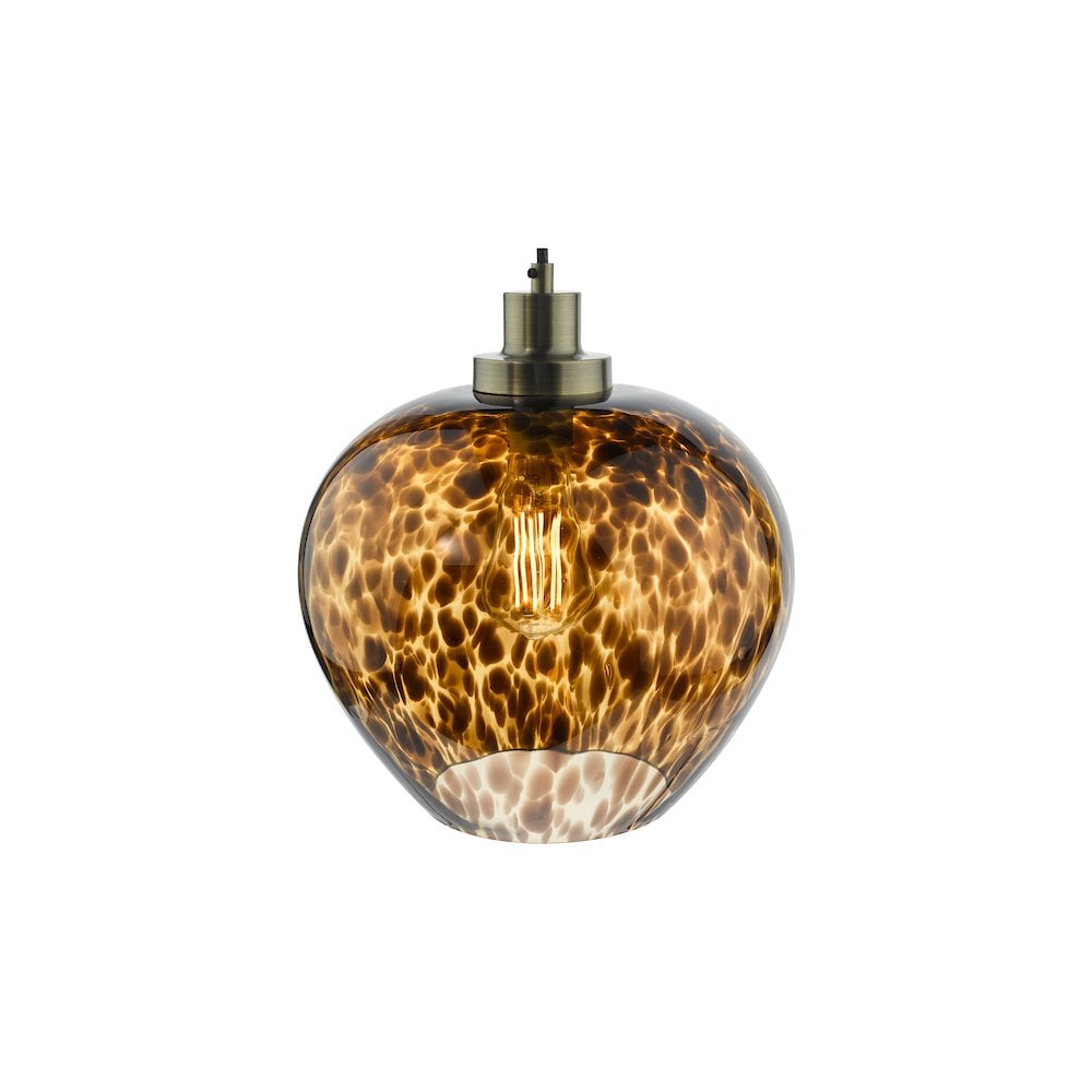 LEA0106 Leandra Pendant Tortoiseshell Glass and Antique Brass