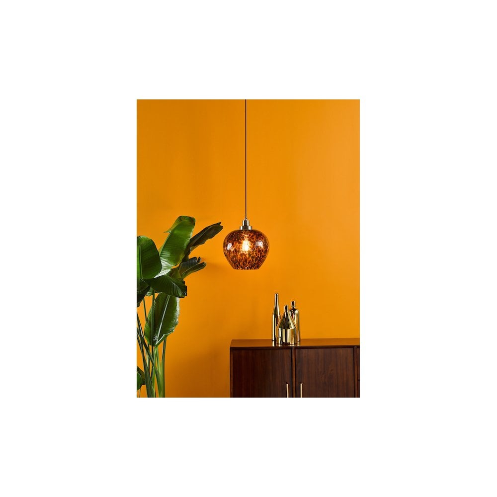 LEA0106 Leandra Pendant Tortoiseshell Glass and Antique Brass