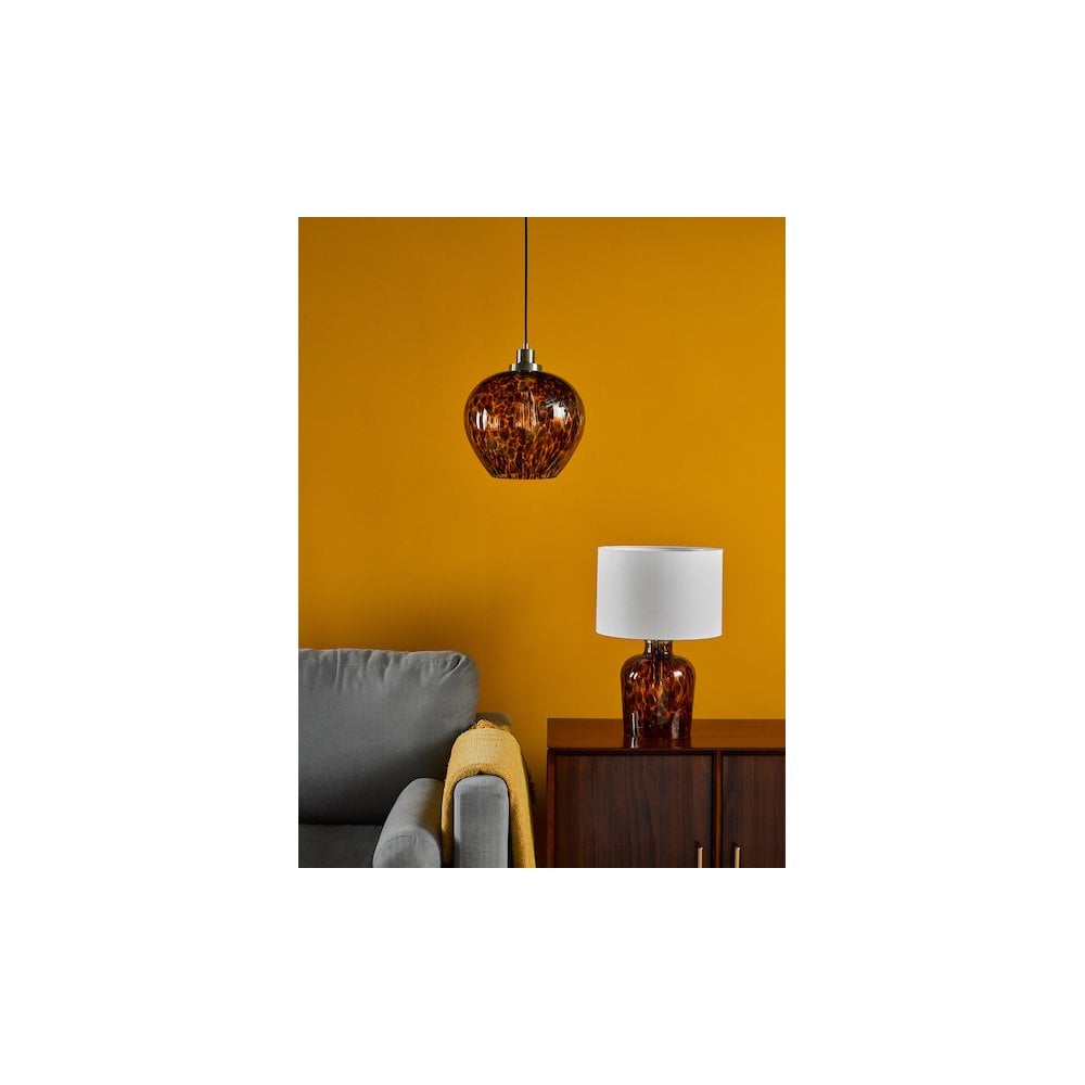 LEA0106 Leandra Pendant Tortoiseshell Glass and Antique Brass