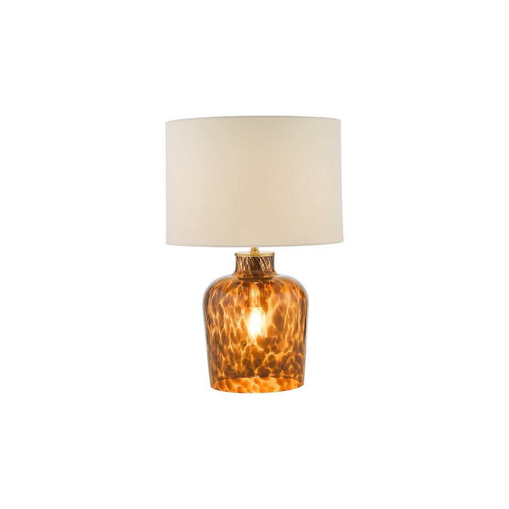 LEA4206 Leandra Dual Light Table Lamp Tortoiseshell Glass With Shade