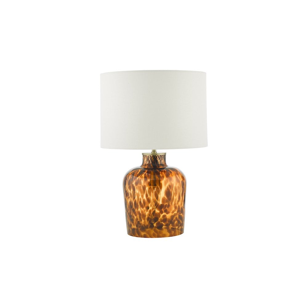 LEA4206 Leandra Dual Light Table Lamp Tortoiseshell Glass With Shade