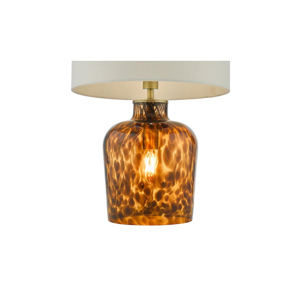 LEA4206 Leandra Dual Light Table Lamp Tortoiseshell Glass With Shade