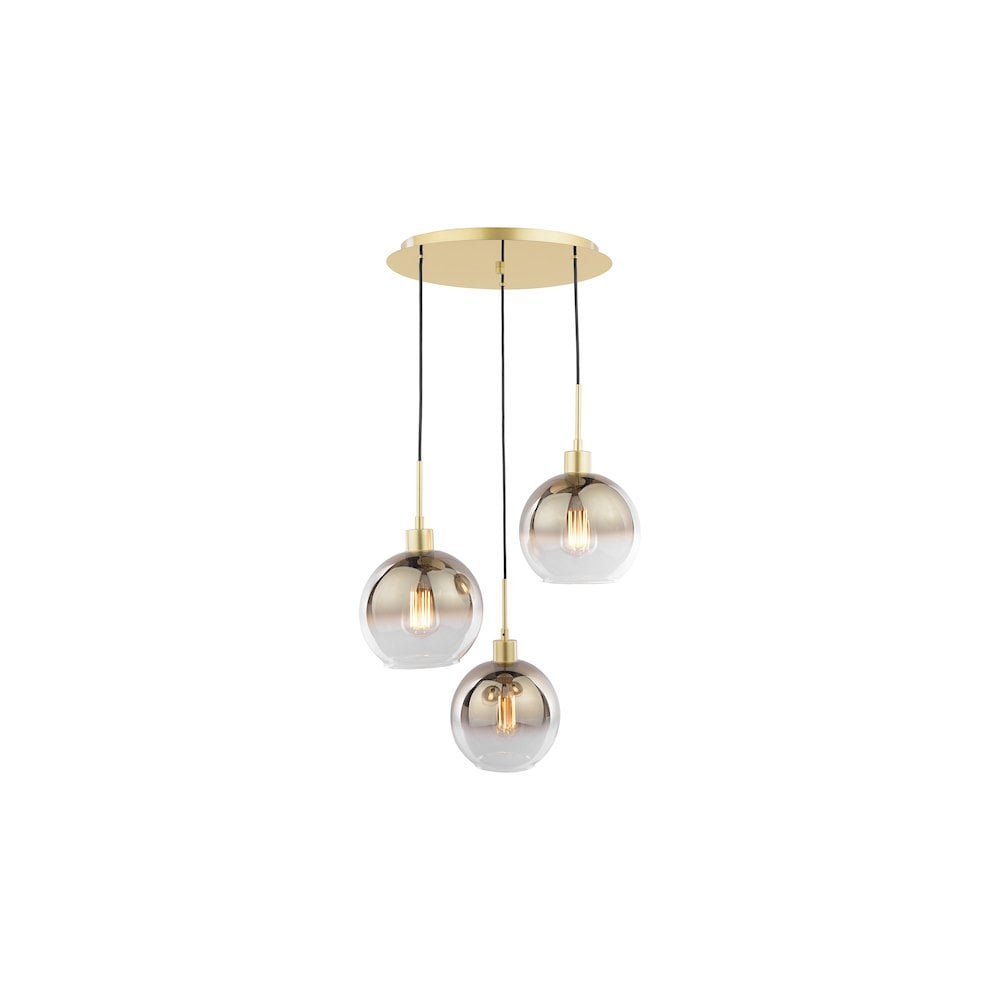 LYC8835 Lycia 3 Light Cluster Pendant Polished Gold and Gold Ombre Glass