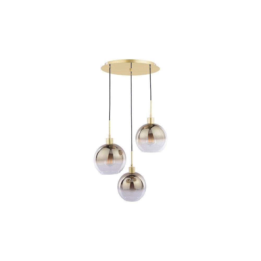 LYC8835 Lycia 3 Light Cluster Pendant Polished Gold and Gold Ombre Glass
