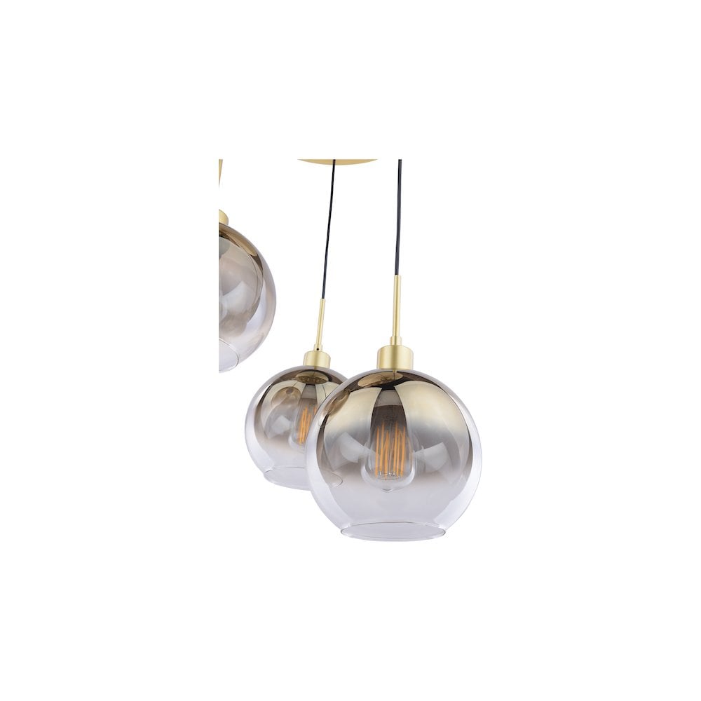 LYC8835 Lycia 3 Light Cluster Pendant Polished Gold and Gold Ombre Glass