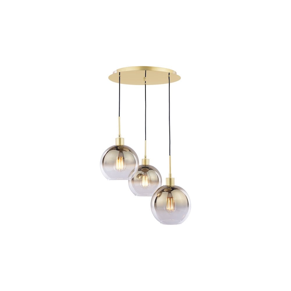 LYC8835 Lycia 3 Light Cluster Pendant Polished Gold and Gold Ombre Glass