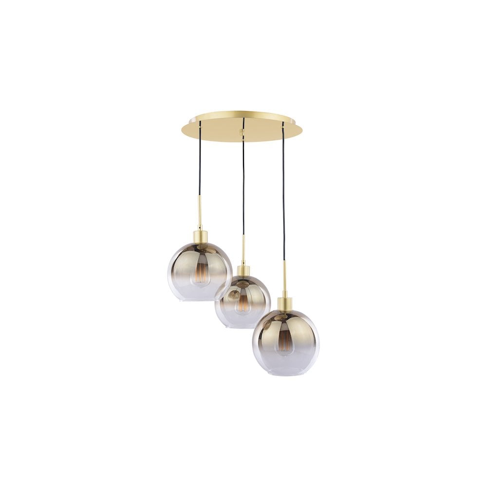 LYC8835 Lycia 3 Light Cluster Pendant Polished Gold and Gold Ombre Glass