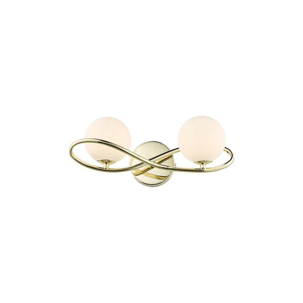 LYS0935 Lysandra 2 Light Wall Light Polished Gold and Opal Glass