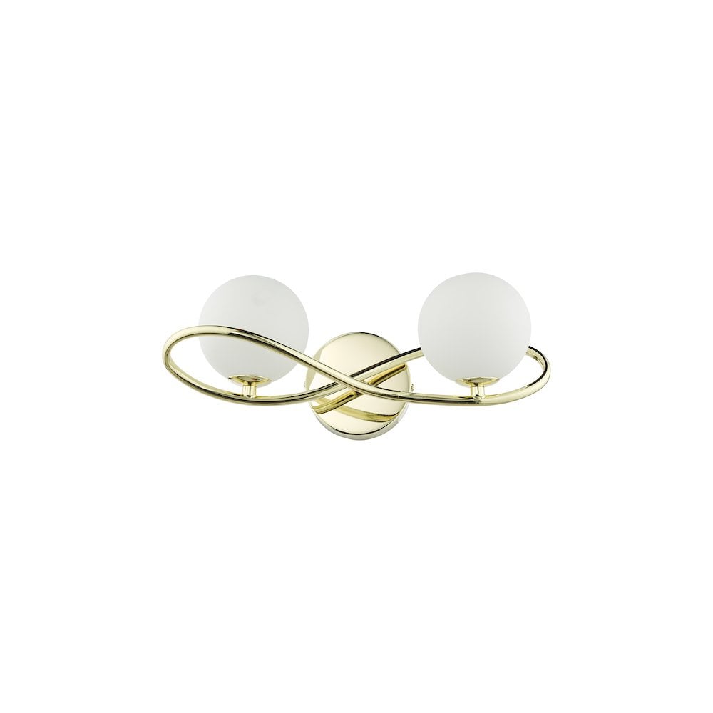 LYS0935 Lysandra 2 Light Wall Light Polished Gold and Opal Glass