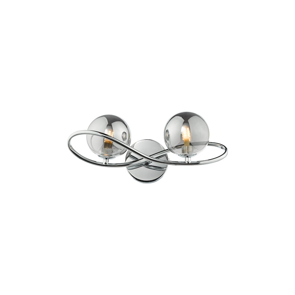 LYS0950 Lysandra 2 Light Wall Light Polished Chrome and Smoked Glass