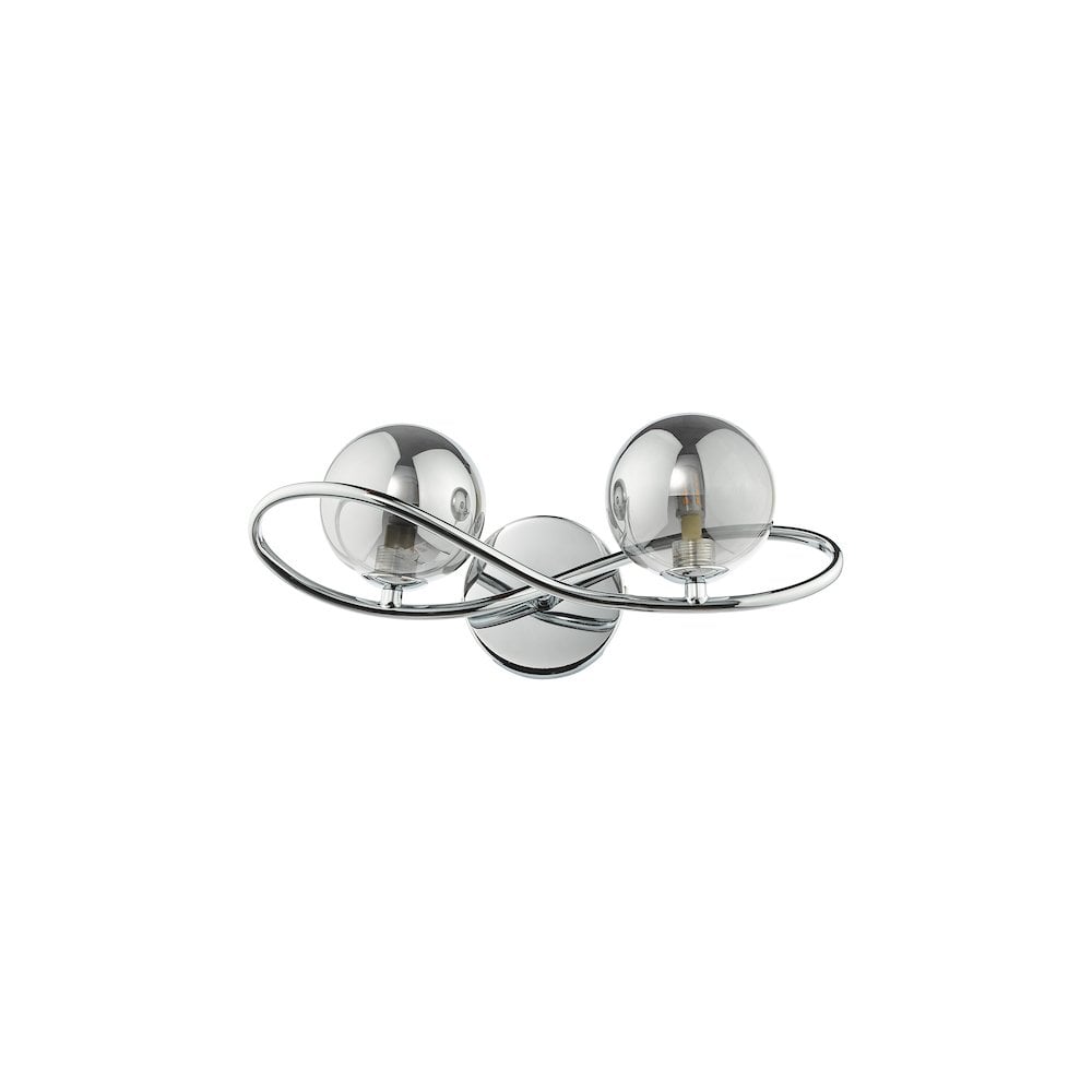 LYS0950 Lysandra 2 Light Wall Light Polished Chrome and Smoked Glass