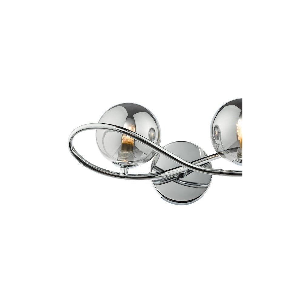 LYS0950 Lysandra 2 Light Wall Light Polished Chrome and Smoked Glass