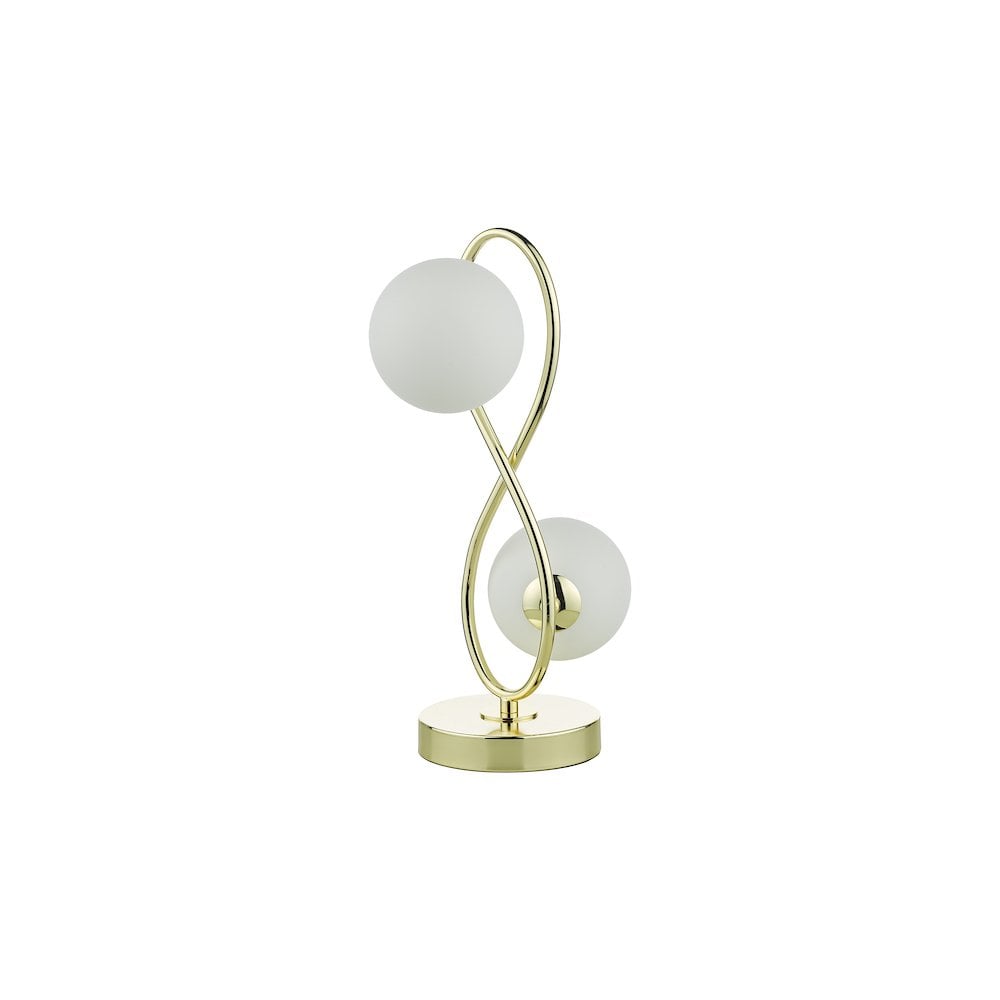 LYS4235 Lysandra 2 Light Table Lamp Polished Gold and Opal Glass