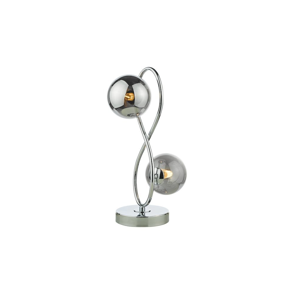 LYS4250 Lysandra 2 Light Table Lamp Polished Chrome and Smoked Glass